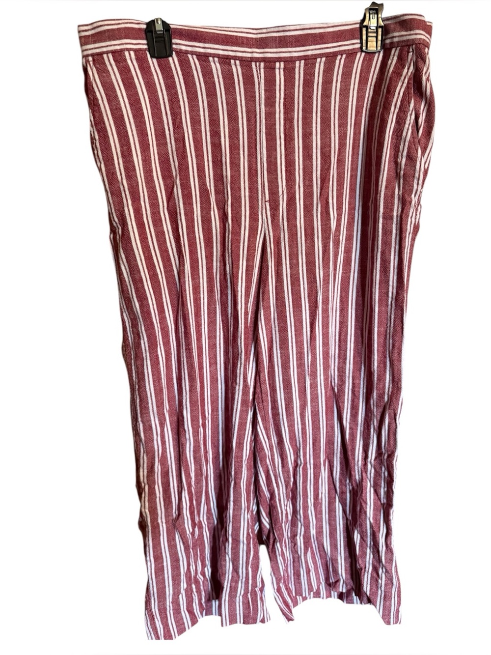 Banana republic vertical stripe red linen pull on ladies pants with pockets